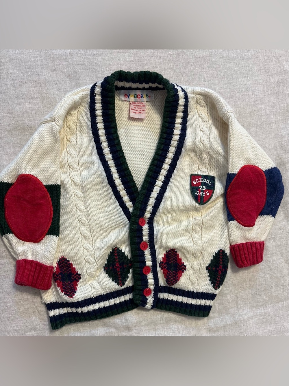Vintage Gymboree Rainbow Tag School Days Cardigan Sweater Boy XS (2T-3T)